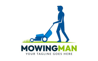 Lawncare Logo Mowing Man Logo Home Gardening Logo Lawn Mover Logo