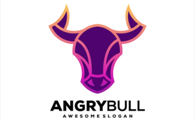 Long Horn Logo Scary Skull Logo Angry Bull Logo