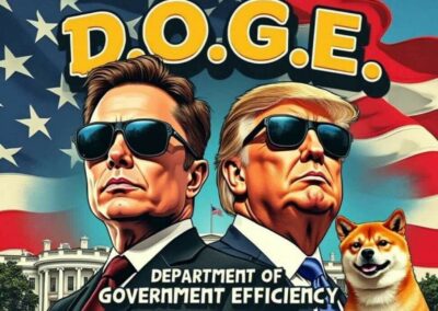 Doge Elon and Trump Logo With dog